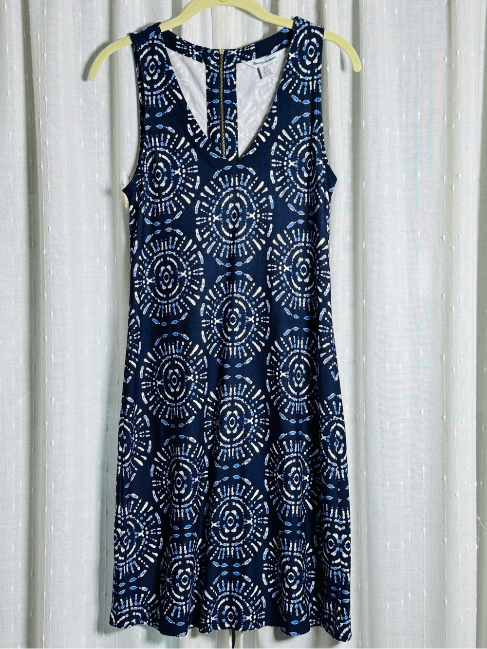 Tommy Bahama Navy and White Sleeveless A-Line Dress